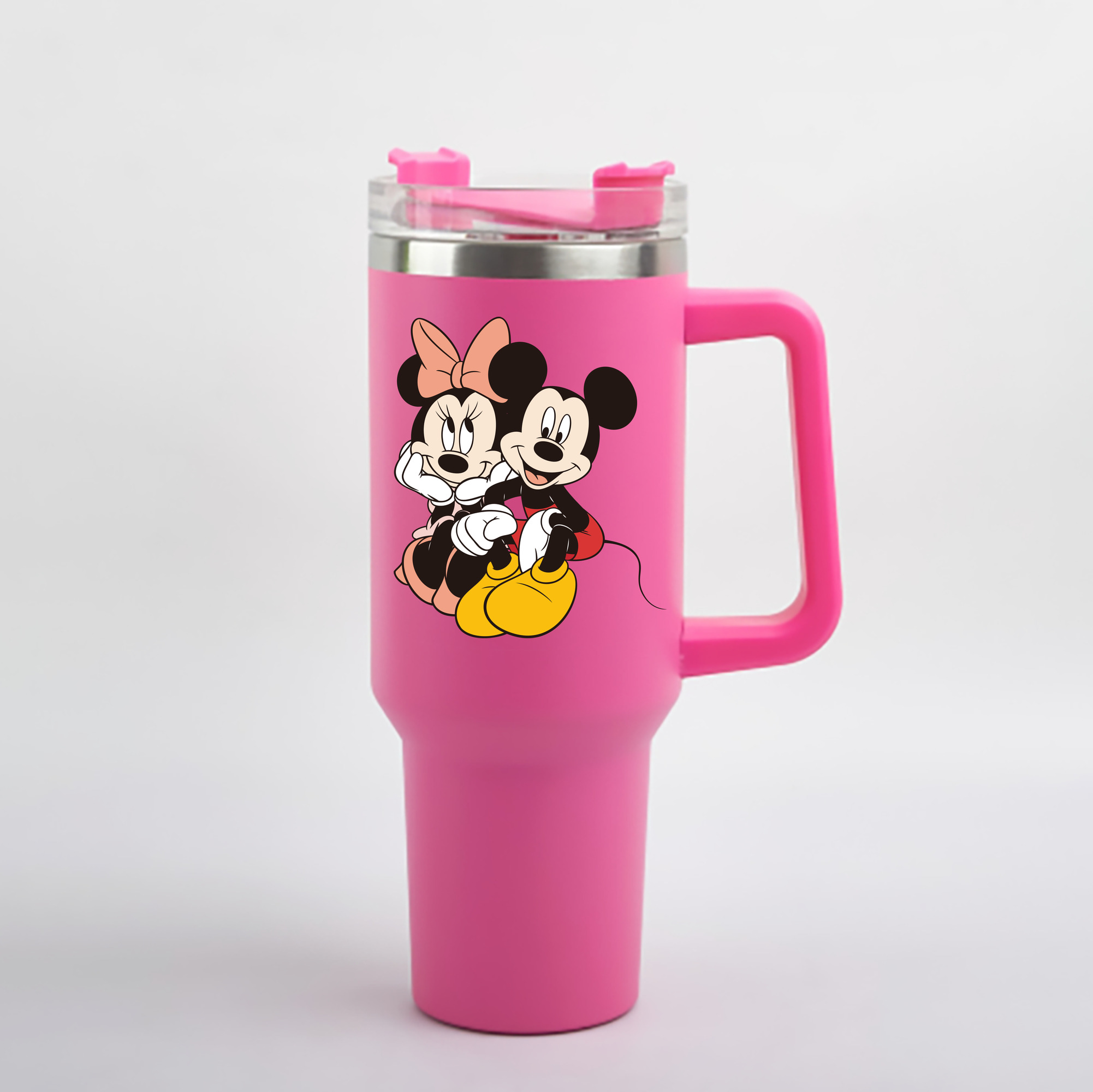 （画像用） ミッキーマウス Mickey Mouse 1200mL車用タンブラー - クリスタルステッカー（プラスチックストロー付き）